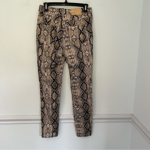 Zara Brown Snakeskin Print High Rise Skinny Pants Size 6 - Picture 3 of 9